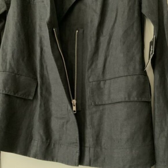 Lord & Taylor Linen Jacket Black Lightweight V-neck Belted XS - Picture 9 of 10